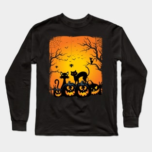 Cats of Halloween in september we wear gold Long Sleeve T-Shirt